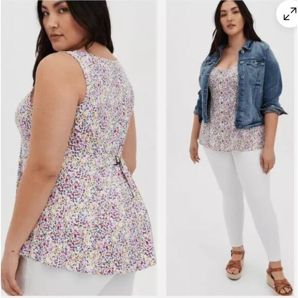 Torrid Floral Tie Back Stretch Challis Tank Top - Size 1X - Picture 1 of 4